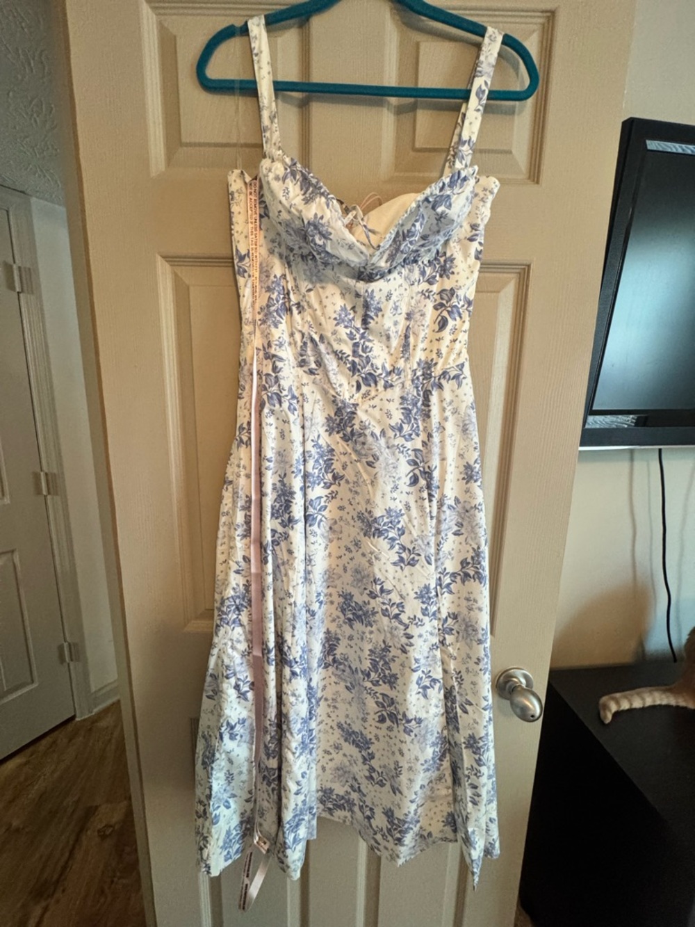 House of CB Carmen Dress with Blue Floral Print